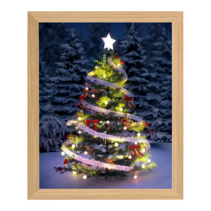Custom 'Merry Christmas' LED Shadow Box Christmas Trees Shadow Box Frame