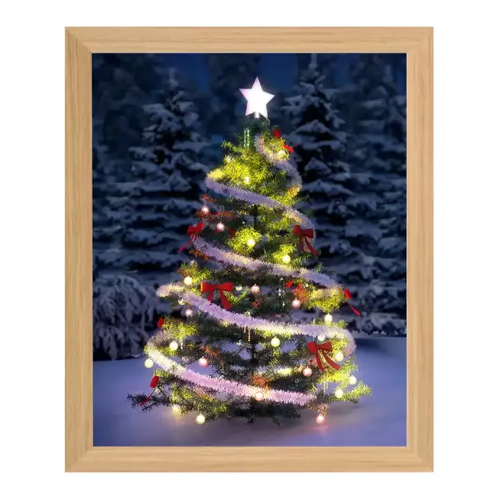 Custom 'Merry Christmas' LED Shadow Box Christmas Trees Shadow Box Frame