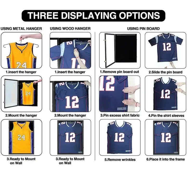 Wholesale Jersey Frame Display Case, Lockable Sport Jersey Shadow Box with 98% UV Protection Acrylic