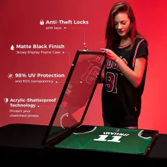 Custom Sport Jersey Frame Display Case, Lockable Jersey Shadow Box with 98% UV Protection for Football Hockey Uniform