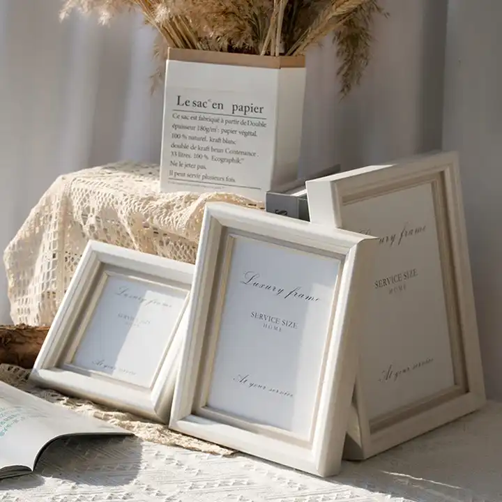 Customized MDF Wood Picture Frame White Distressed Photo Frame