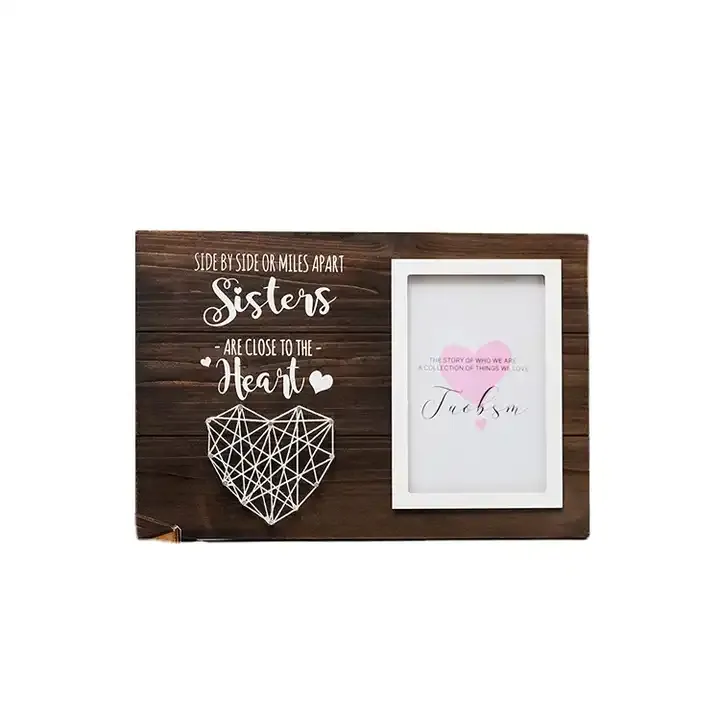 Wholesale Handmade String Heart Photo Frame MDF Wood Picture Frame