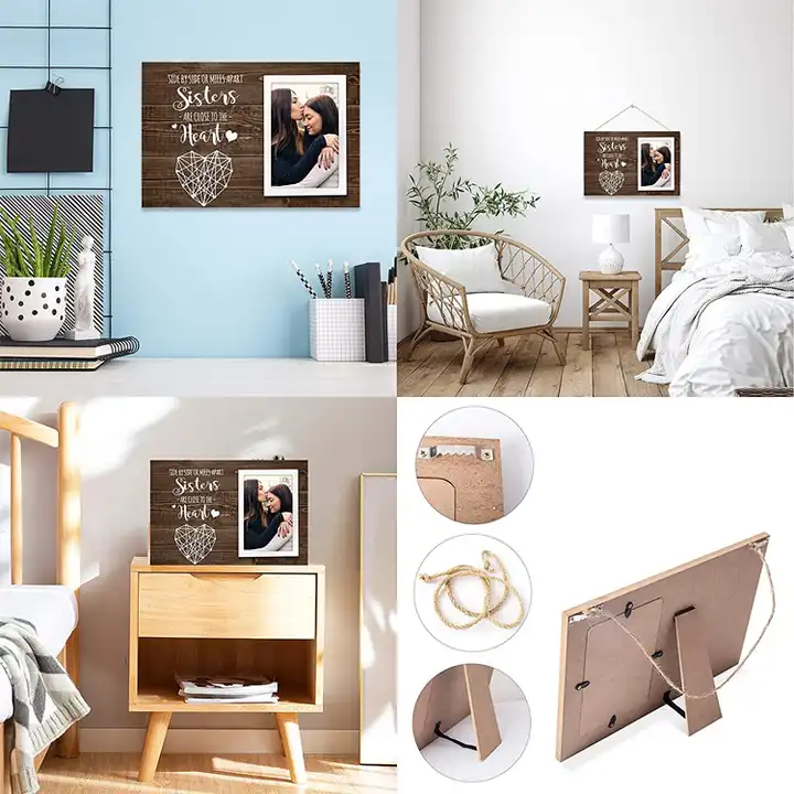 Wholesale Handmade String Heart Photo Frame MDF Wood Picture Frame