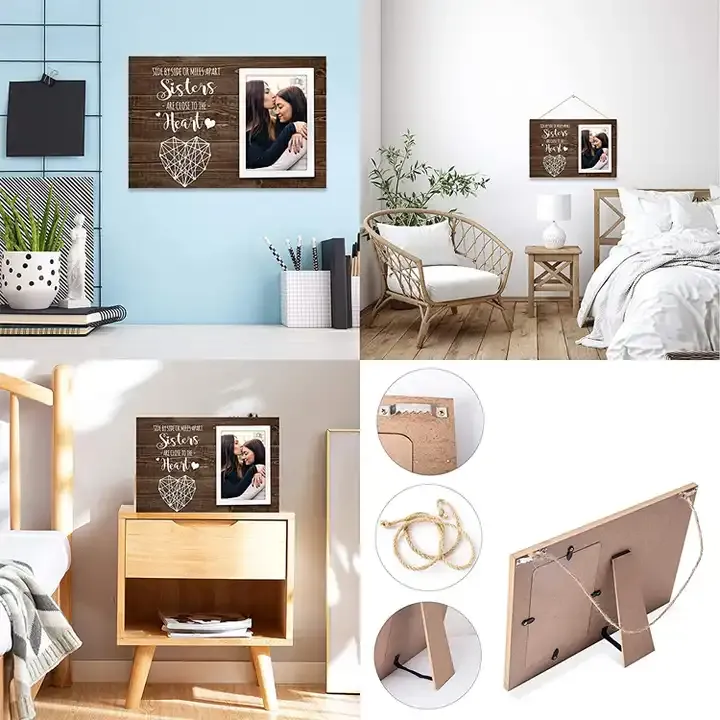 Wholesale Handmade String Heart Photo Frame MDF Wood Picture Frame