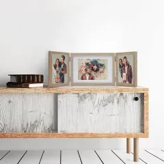 Wholesale Rustic Three Picture Frame, Triple Hinged Photo Frame with 3 Openings