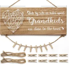 Custom Picture Frame with Clips, Handmade String Heart Photo Frame