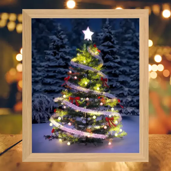 Custom 'Merry Christmas' LED Shadow Box Christmas Trees Shadow Box Frame