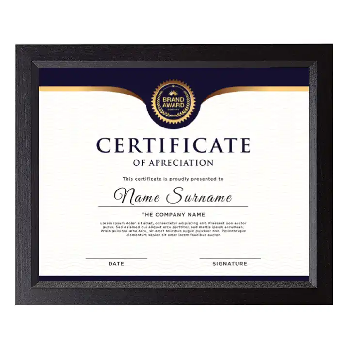 Wholesale Certificate Document Frame with High Definition Glass, MDF Picture Frame