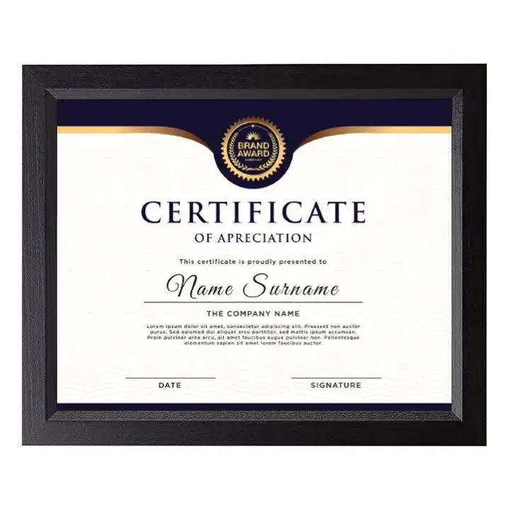 Wholesale Certificate Document Frame with High Definition Glass, MDF Picture Frame