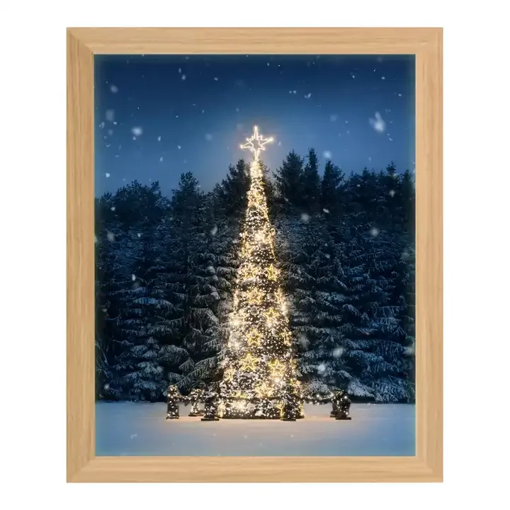 Custom 'Merry Christmas' LED Shadow Box Christmas Trees Shadow Box Frame