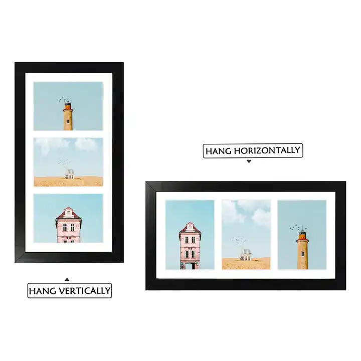 Wholesale Black Photo Frame, Collage Picture Frame with 3 Openings