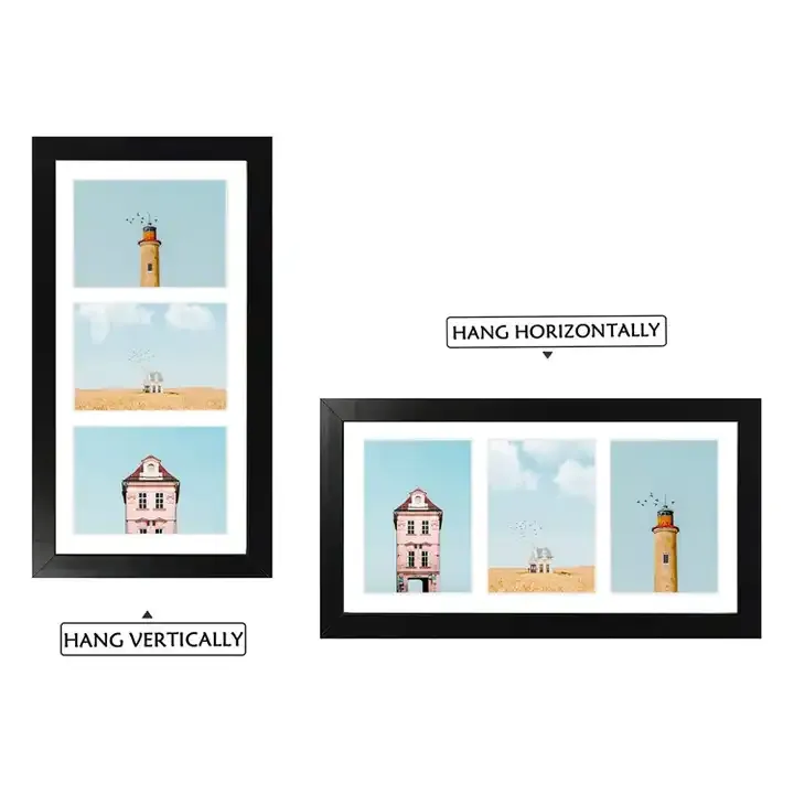 Wholesale Black Photo Frame, Collage Picture Frame with 3 Openings