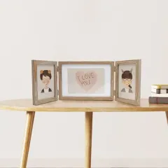 Wholesale Rustic Three Picture Frame, Triple Hinged Photo Frame with 3 Openings