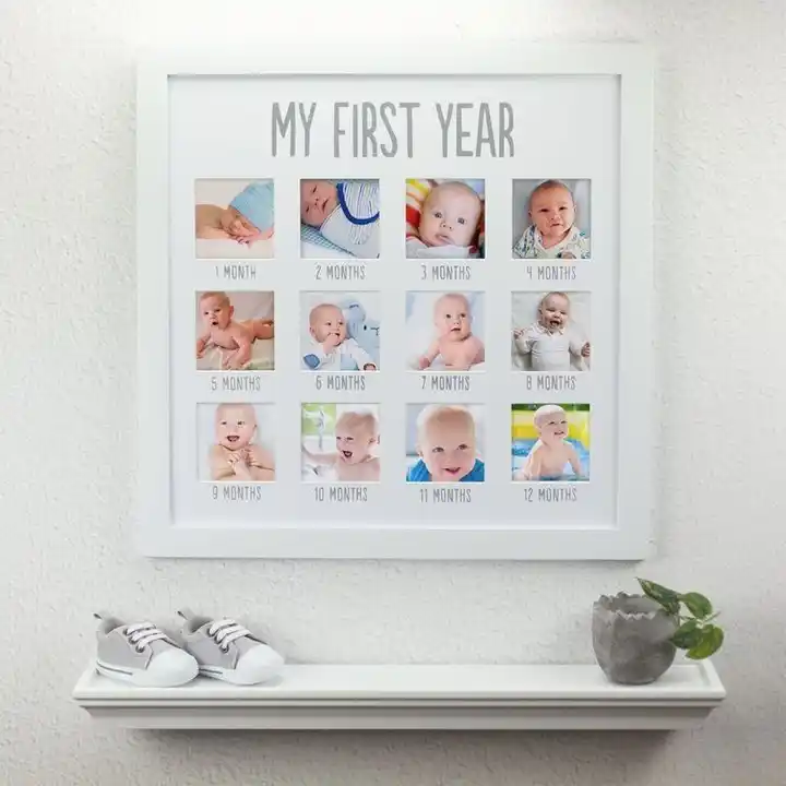 Customized Baby First Year Photo Frame Display Kids Art Picture Frame