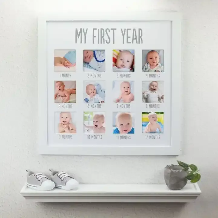 Customized Baby First Year Photo Frame Display Kids Art Picture Frame