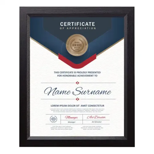Wholesale Certificate Document Frame with High Definition Glass, MDF Picture Frame