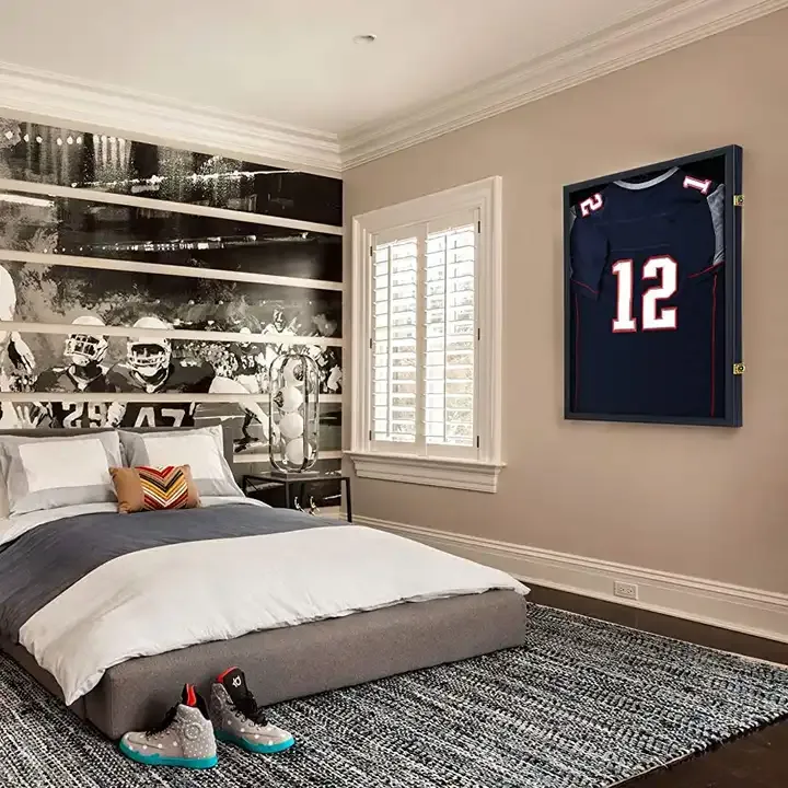Wholesale Jersey Frame Display Case, Lockable Sport Jersey Shadow Box with 98% UV Protection Acrylic