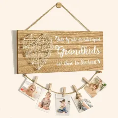 Custom Picture Frame with Clips, Handmade String Heart Photo Frame