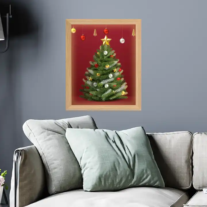 Custom 'Merry Christmas' LED Shadow Box Christmas Trees Shadow Box Frame