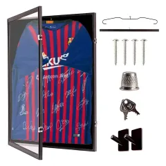 Custom Sport Jersey Frame Display Case, Lockable Jersey Shadow Box with 98% UV Protection for Football Hockey Uniform