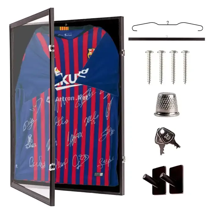 Custom Sport Jersey Frame Display Case, Lockable Jersey Shadow Box with 98% UV Protection for Football Hockey Uniform