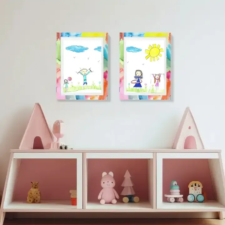 Custom Kids Artwork Picture Frame Shatter Resistant Glass Photo Frame