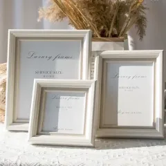 Customized MDF Wood Picture Frame White Distressed Photo Frame