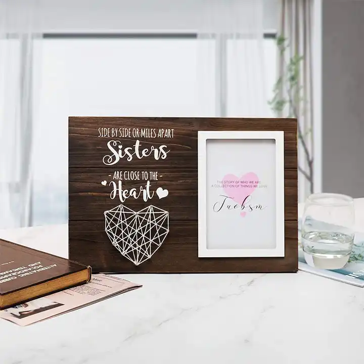 Wholesale Handmade String Heart Photo Frame MDF Wood Picture Frame