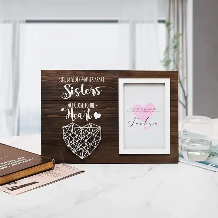 Wholesale Handmade String Heart Photo Frame MDF Wood Picture Frame