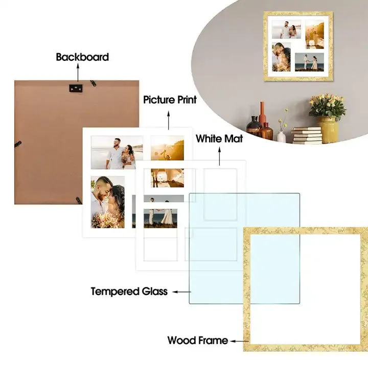 Custom Gold Photo Frame Square Collage Picture Frame