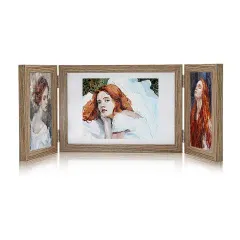 Wholesale Rustic Three Picture Frame, Triple Hinged Photo Frame with 3 Openings