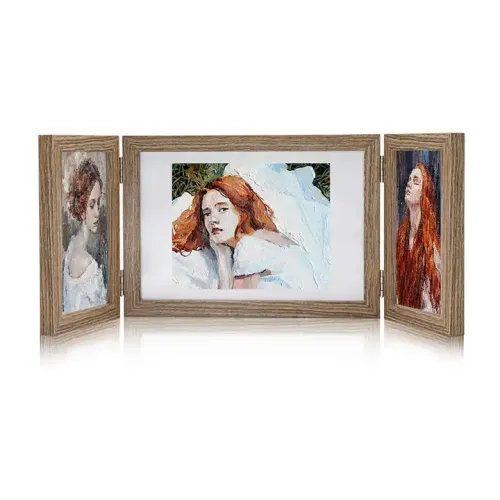 Wholesale Rustic Three Picture Frame, Triple Hinged Photo Frame with 3 Openings