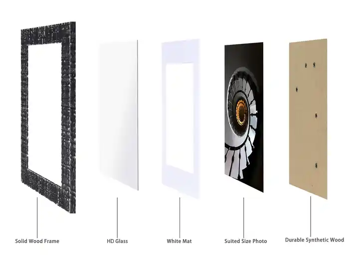 Customized Wood Picture Frame Washed Black Photo Frame