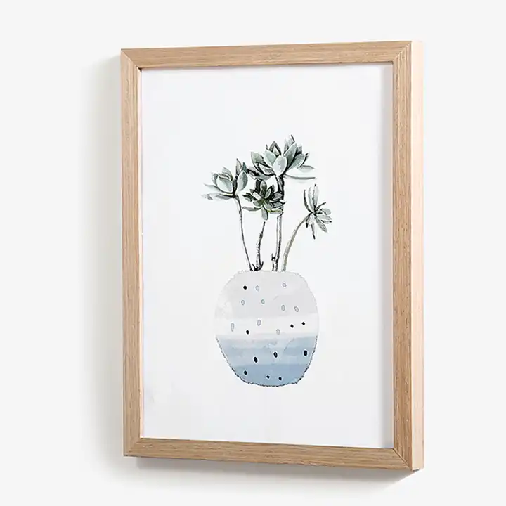 Customized Picture Frame with Real Glass, Natural Wood Grain Photo Frame