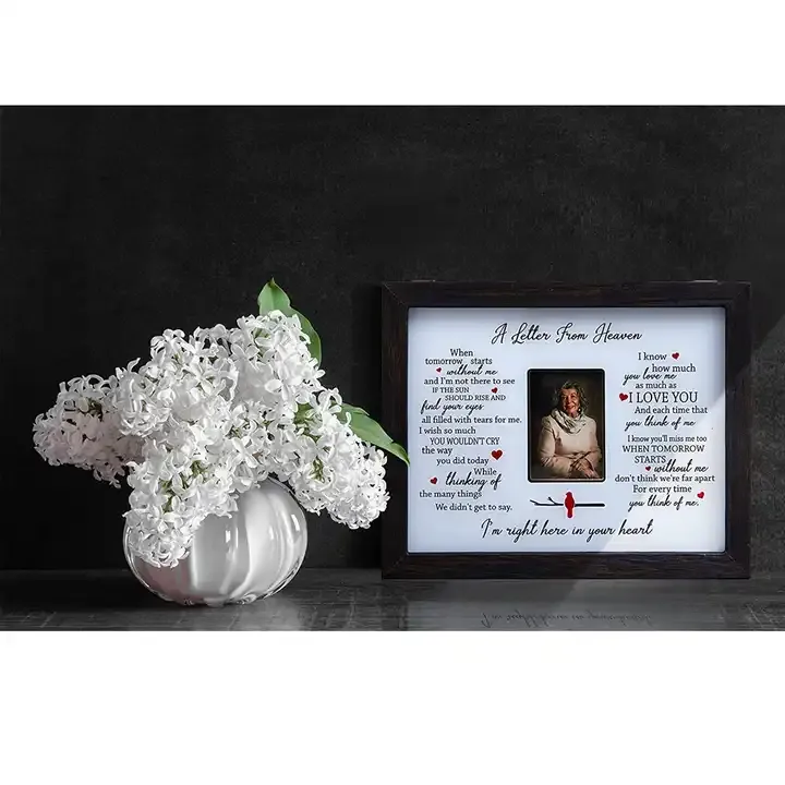 Customized Wooden Sympathy Gift Shadow Box LED Memorial Shadow Box Picture Frame