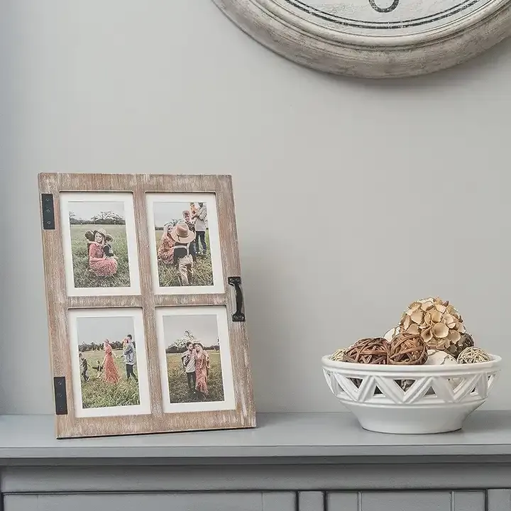 Wholesale Wood Photo Frame with White Mat Collage Picture Frame