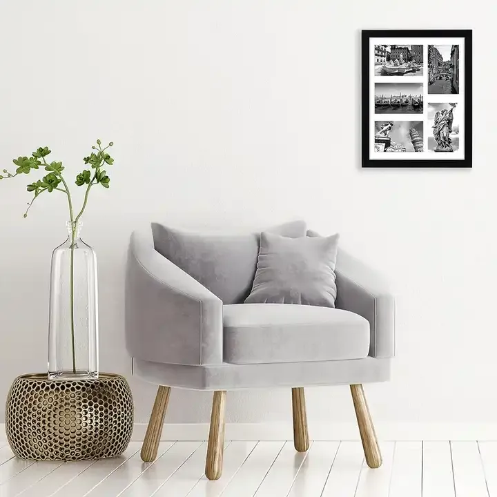 Custom Collage Picture Frame with Five Openings, Solid Wood Photo Frame