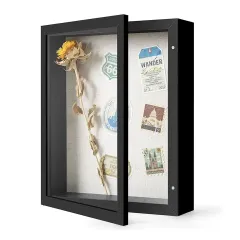 Customized Shadow Box with Linen Textured Back, Rustic Dried Flower Shadow Box Frame