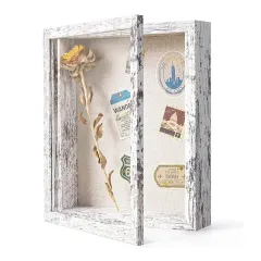 Customized Shadow Box with Linen Textured Back, Rustic Dried Flower Shadow Box Frame