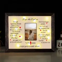 Customized Wooden Sympathy Gift Shadow Box LED Memorial Shadow Box Picture Frame
