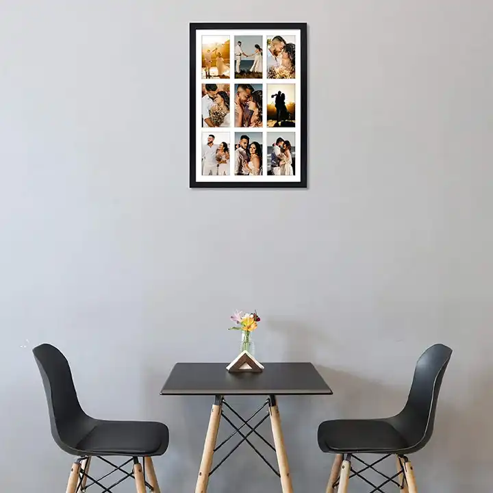 Custom Black Photo Frame Wood Collage Frame with Real Glass