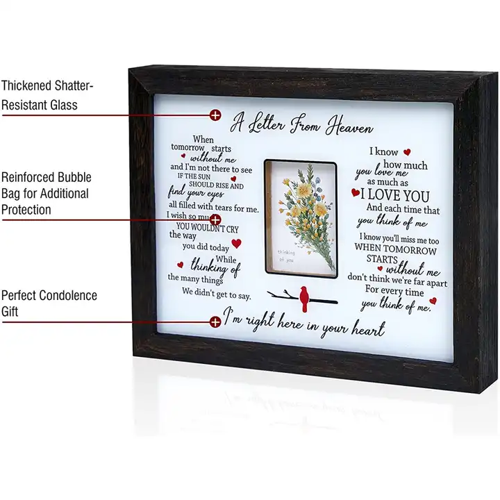 Customized Wooden Sympathy Gift Shadow Box LED Memorial Shadow Box Picture Frame