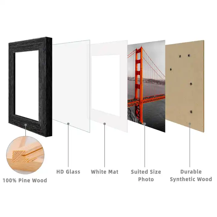 Custom Solid Wood Picture Frame Rustic Black Photo Frame
