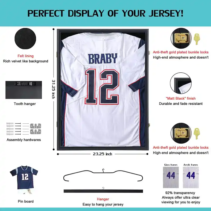Custom Jersey Frame Display Case, Jersey Shadow Box with 98% UV Protection Acrylic Glass