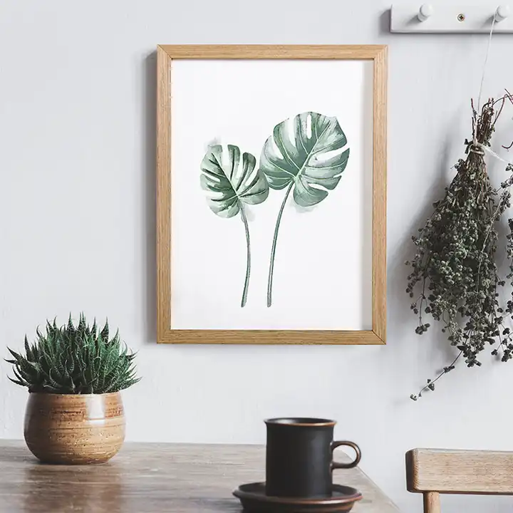 Customized Picture Frame with Real Glass, Natural Wood Grain Photo Frame