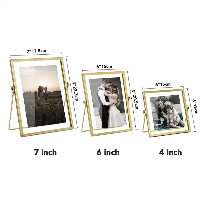 Custom Metal Floating Picture Frame Double-Sided Glass Photo Frame