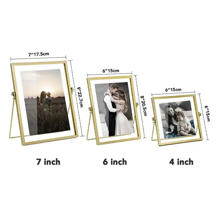 Custom Metal Floating Picture Frame Double-Sided Glass Photo Frame