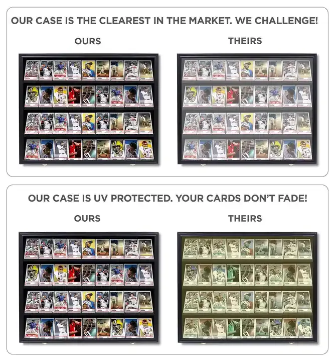 Custom 36 Graded Baseball Cards Lockable Display Case, Shadow Box Frame for Basketball Football Hockey Trading Cards, with UV Protection Acrylic Door