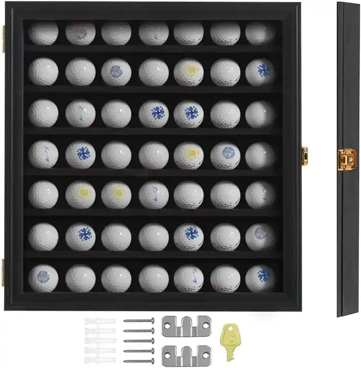 Wholesale Golf Ball Display Case, Lockable Shadow Box for Golf Enthusiasts, Rack Cabinet with 98% UV Protection Acrylic Glass Door