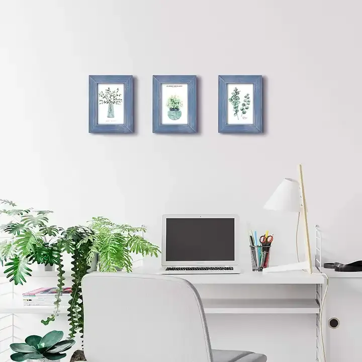 Wholesale Blue Photo Frame Solid Wood Picture Frame